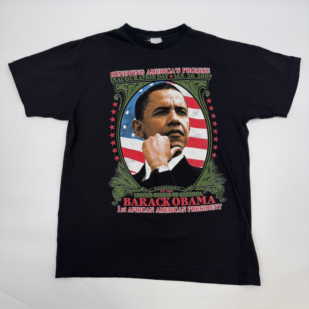 Unbranded Mens Large Shirt Black Barack Obama 2009 Inauguration Day Y2K Graphic